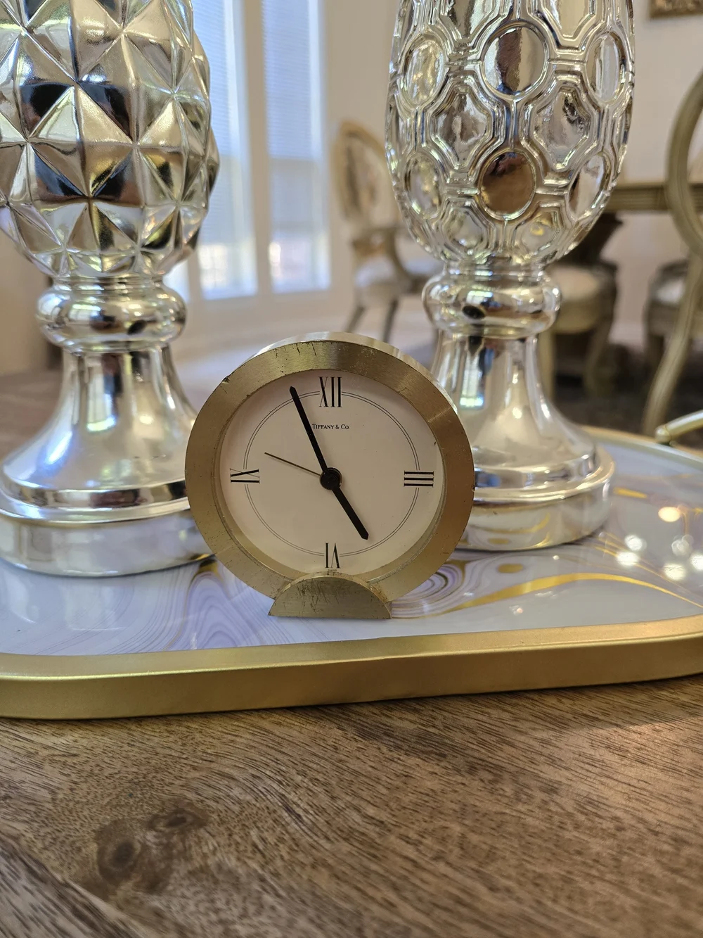 Tiffany & Co. Gold Round Table Clock